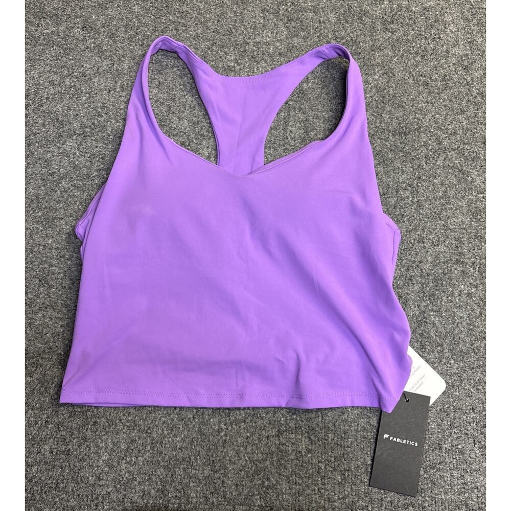 NWT FABLETICS Anywhere Cropped Built-In Bra Tank in Womens Size Large Purple